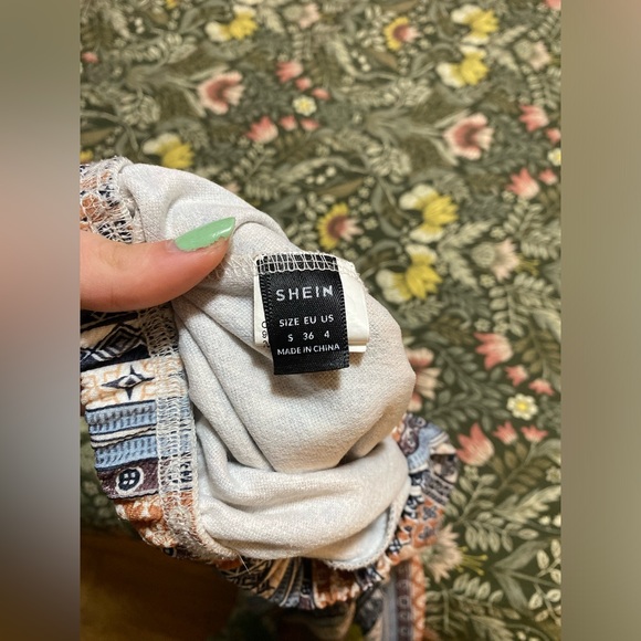 Shein Retro Patterned Bellbottom Pants - Picture 2 of 3